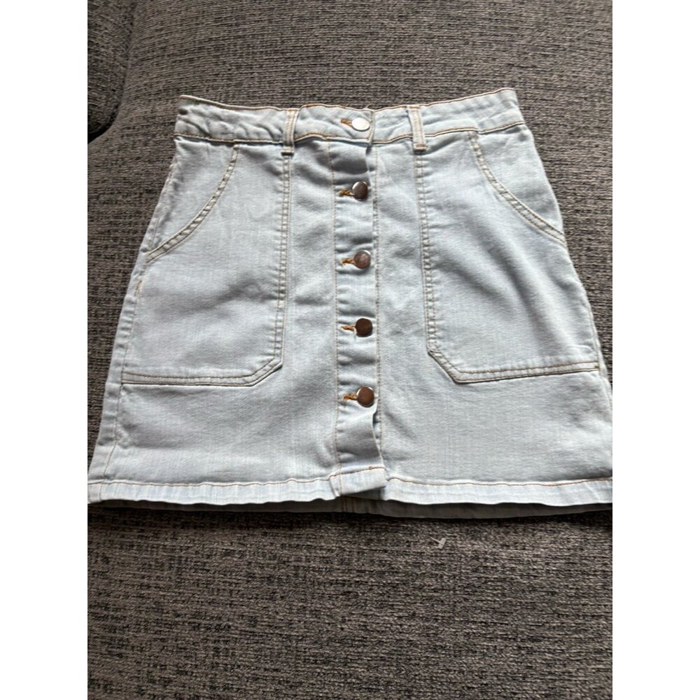 Grace Karin Women's Denim‎ Skirt Button Up Light Wash Size S